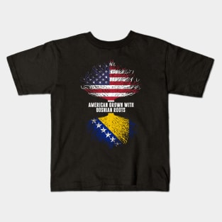 American Grown with Bosnian Roots USA Flag Kids T-Shirt